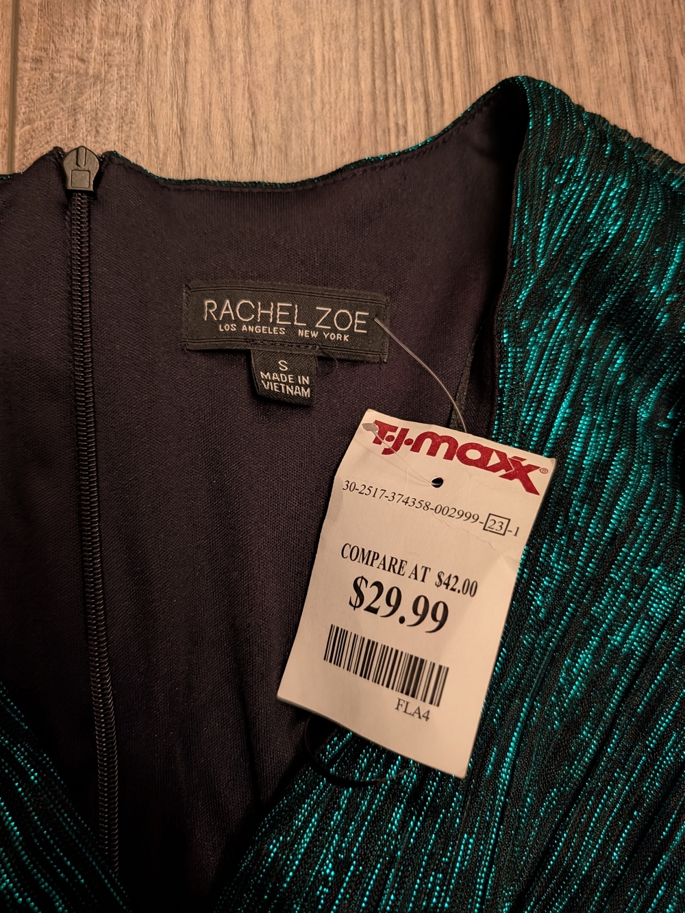 Rachel Zoe Emerald Green Textured Wrap Dress - Picture 3 of 3